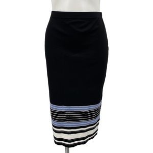Max Studio NWT Black Blue White Pull-on Midi Skirt Small